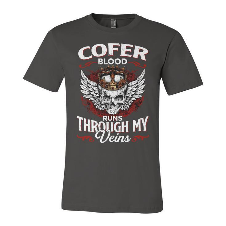 Cofer Blood Runs Through My Veins Name V2 Unisex Jersey Short Sleeve Crewneck Tshirt