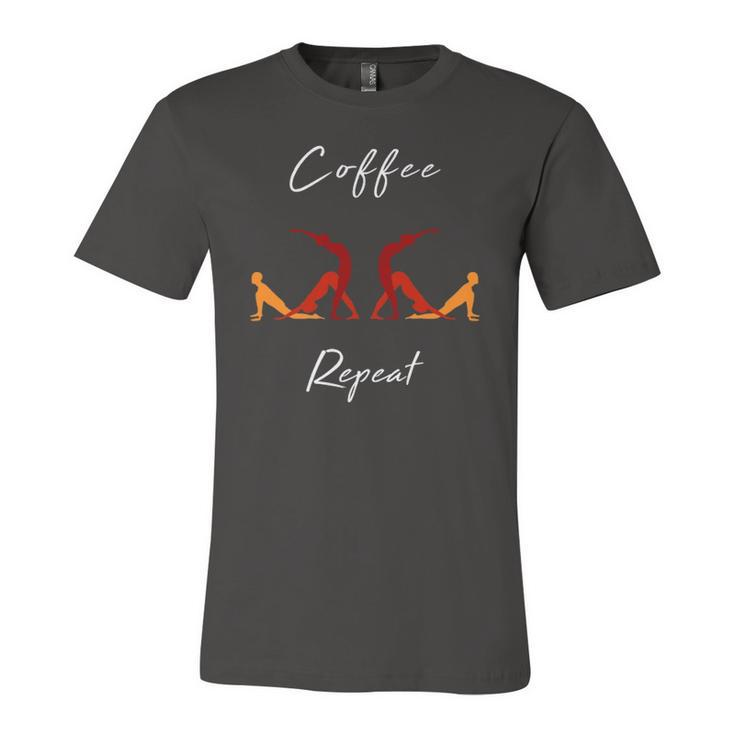 Coffee Yoga Repeat Workout Fitness Jersey T-Shirt