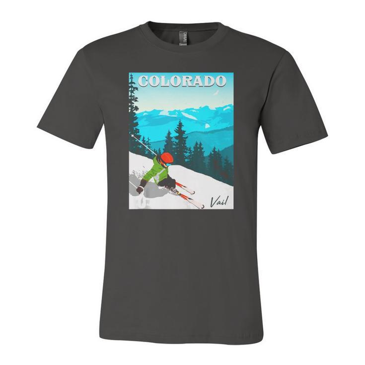 Colorado Vail Mountains Retro Travel Graphic Jersey T-Shirt