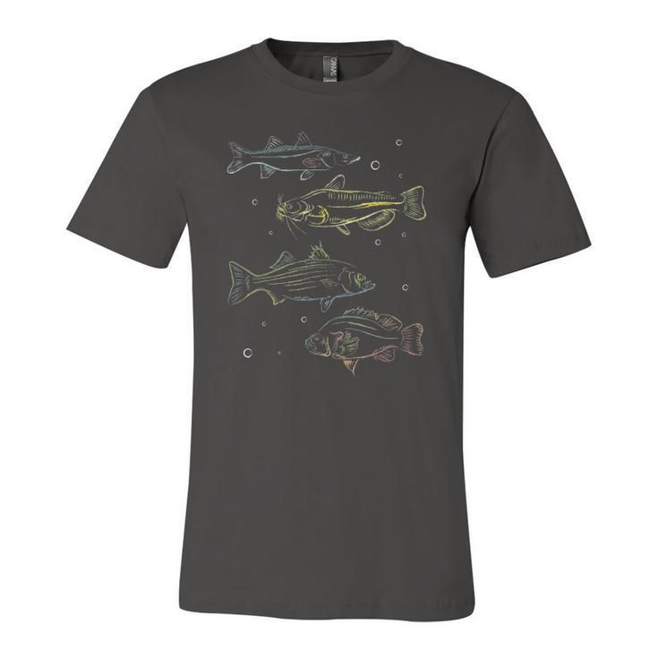 Colorful Fish Lake Fishing Fishermen Hobby Jersey T-Shirt