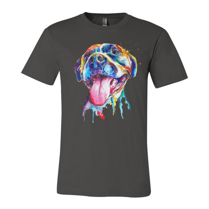 Colorful Pit-Bull Terrier Dog Love-R Dad Mom Boy Girl Funny T-Shirt Unisex Jersey Short Sleeve Crewneck Tshirt