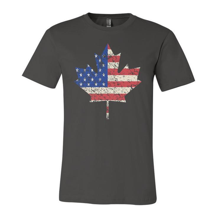 Combined American Canadian Flag Usa Canada Maple Leaf Jersey T-Shirt