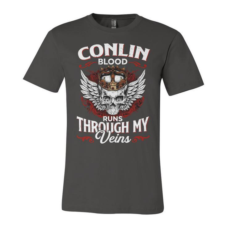 Conlin Blood Runs Through My Veins Name V2 Unisex Jersey Short Sleeve Crewneck Tshirt