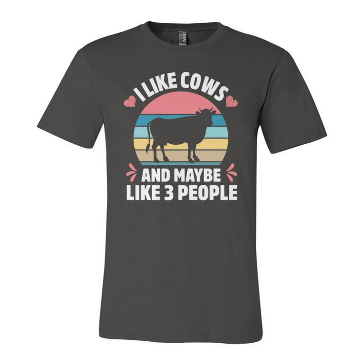 I Like Cows And Maybe Like 3 People Farm Farmer Cow Print Jersey T-Shirt