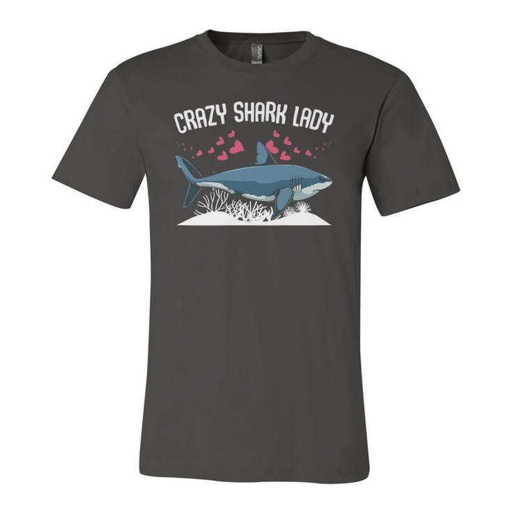 Crazy Shark Lady Animal Ocean Scuba Diving Week Jersey T-Shirt