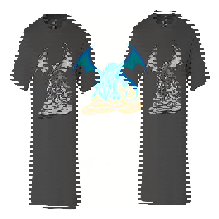 Cute Blue Dragon And His Cookie Treasure Hoard  Unisex Jersey Short Sleeve Crewneck Tshirt