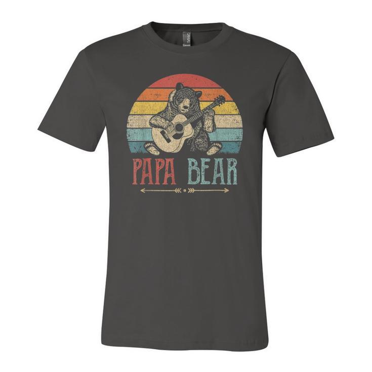 Cute Papa Bear Vintage Fathers Day Retro Dad Guitar Jersey T-Shirt