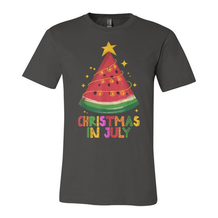 Cute Watermelon Christmas In July Kids Summer Vacation  Unisex Jersey Short Sleeve Crewneck Tshirt