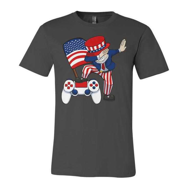 Dabbing Patriotic Gamer 4Th Of July Video-Game Controller T-Shirt Unisex Jersey Short Sleeve Crewneck Tshirt