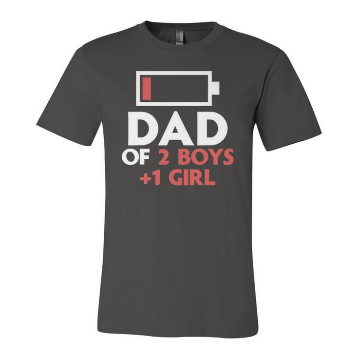 Dad Of 2 Boys & 1 Girl Father Of Two Sons One Daughter Jersey T-Shirt