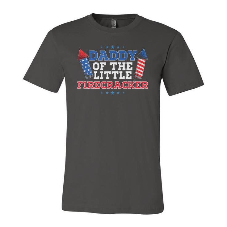 Dad Daddy Of The Little Firecracker 4Th Of July Birthday Jersey T-Shirt