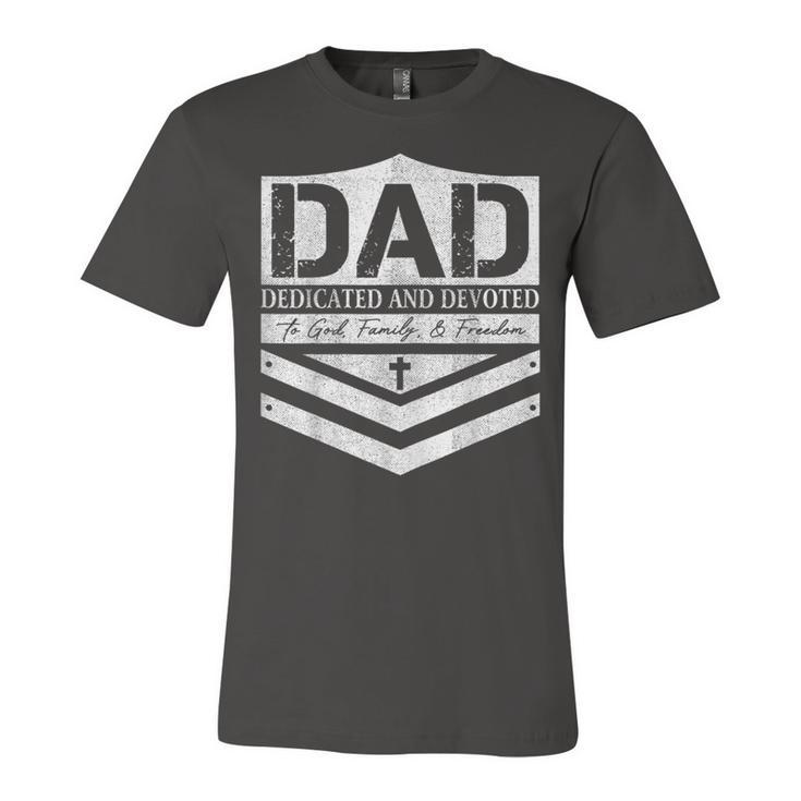 Dad Dedicated And Devoted Happy Fathers Day Jersey T-Shirt