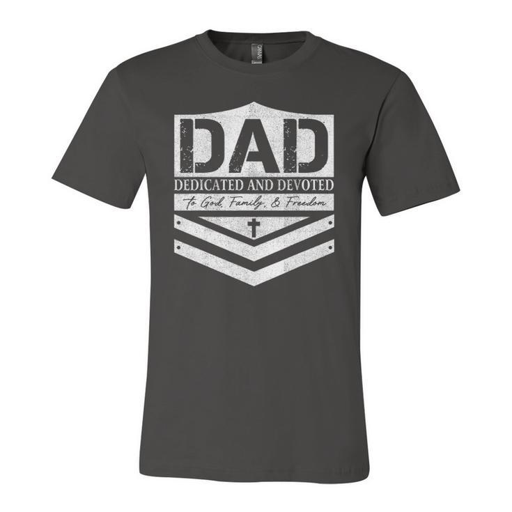 Dad Dedicated And Devoted Happy Fathers Day For Jersey T-Shirt