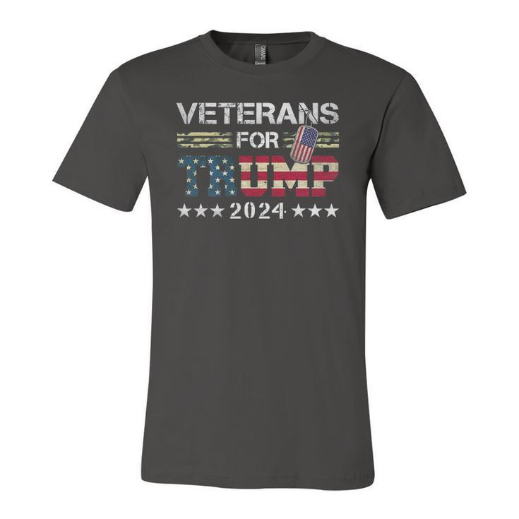 Dad Grandpa Veterans For Trump 2024 American Flag Camo Jersey T-Shirt