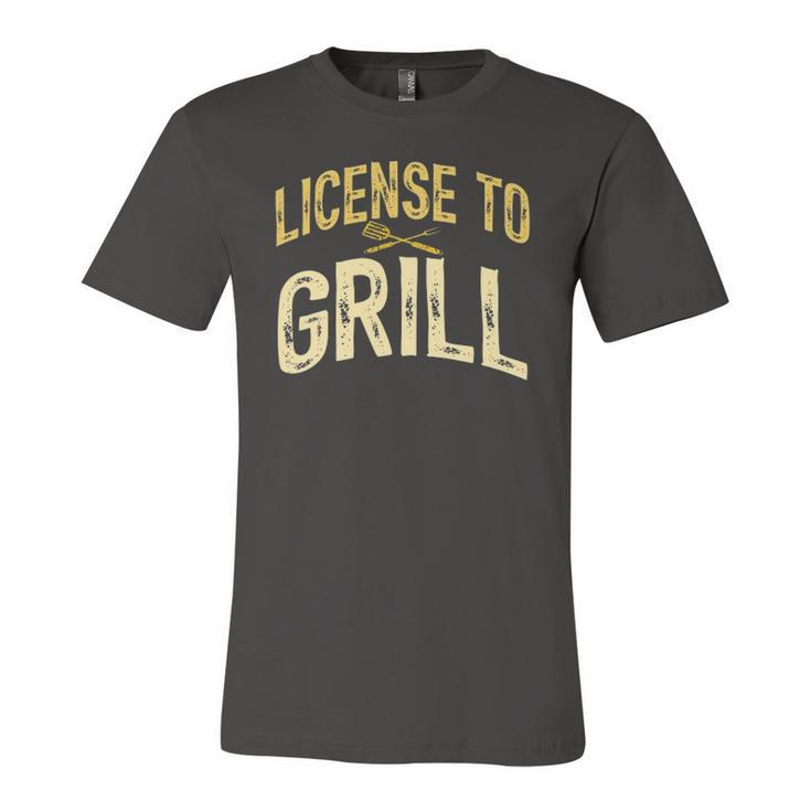 Dad Loves Bbq License To Grill Meat Smoking Vintage Jersey T-Shirt
