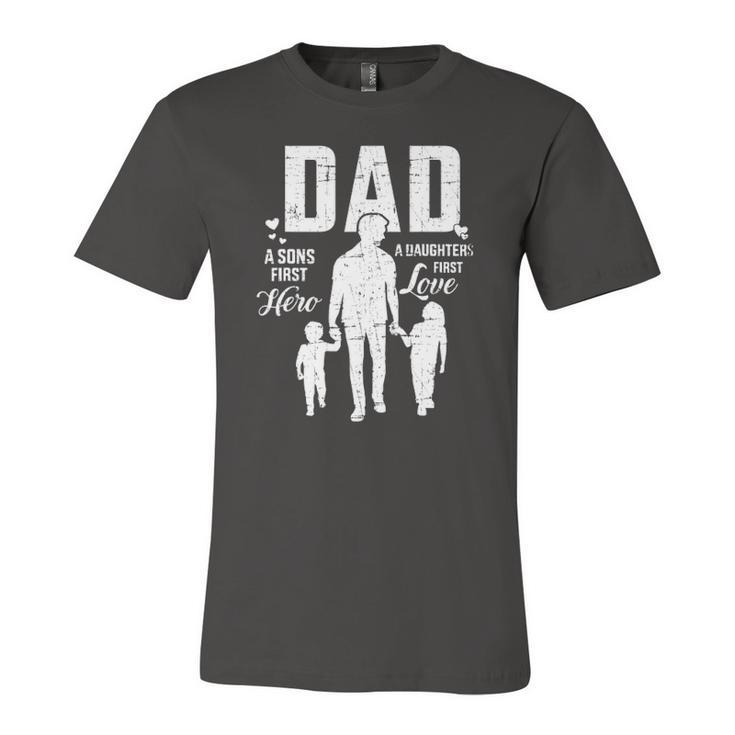 Dad Sons First Hero Daughters Love For Fathers Day Jersey T-Shirt