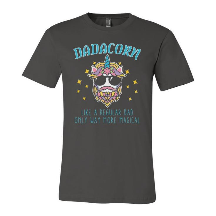 Dadacorn Fathers Day Daddy Beard Graphic Dad Unicorn Jersey T-Shirt