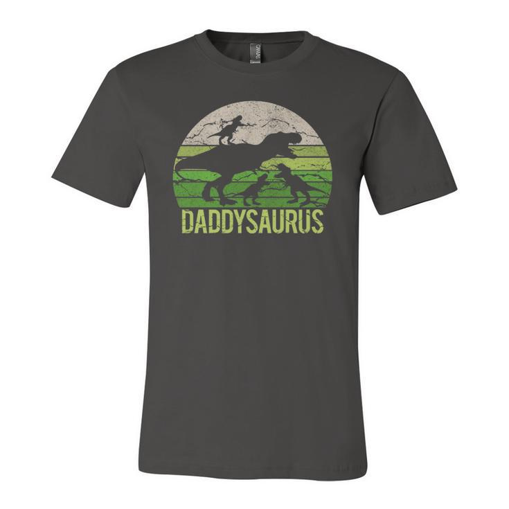 Daddy Dinosaur Daddysaurus 3 Three Kids Dad Christmas Jersey T-Shirt