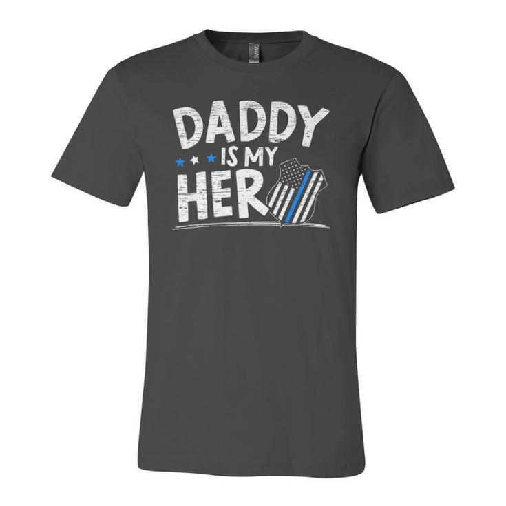 Daddy Is My Hero Kids Police Thin Blue Line Law Enforcement Jersey T-Shirt