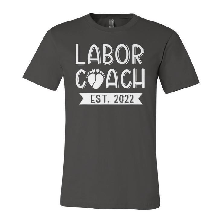Daddy Labor Coach Est 2022 Baby Announcement Dad To Be Jersey T-Shirt