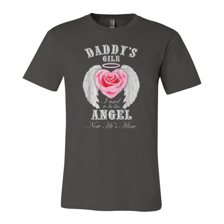 Daddys Girl I Used To Be His Angel Now Hes Mine Back Raglan Baseball Tee Jersey T-Shirt