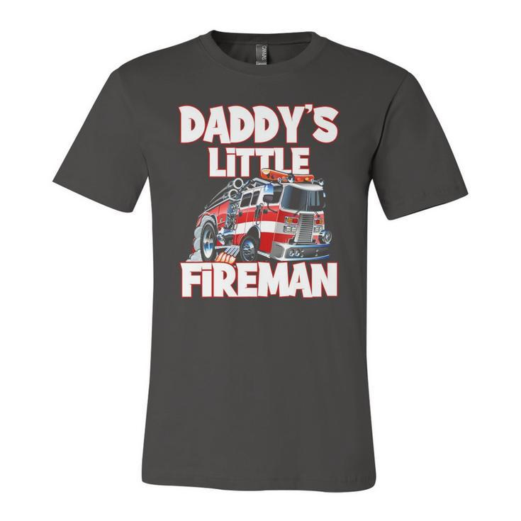Daddys Little Fireman Kids Firefighter Firemans Jersey T-Shirt