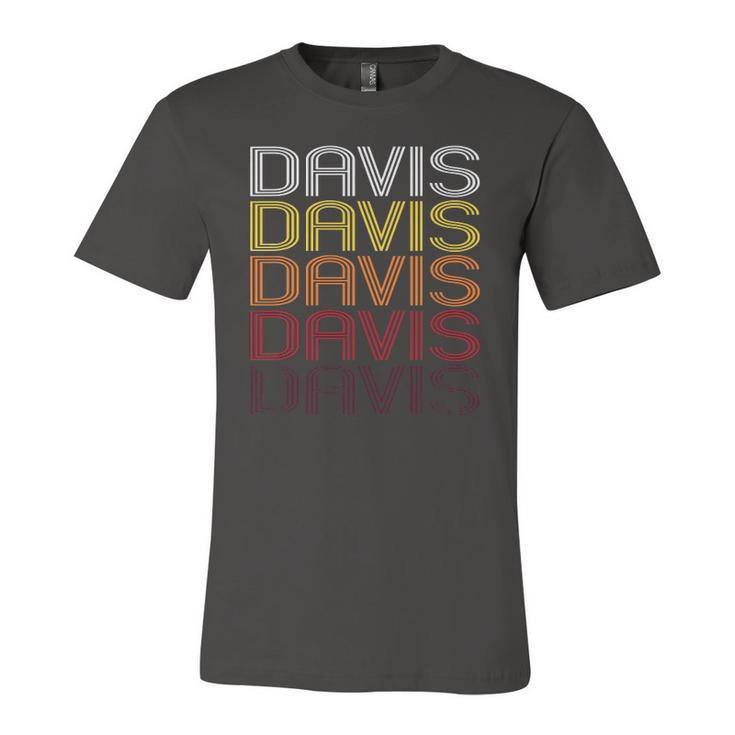 Davis Retro Wordmark Pattern Vintage Style Jersey T-Shirt