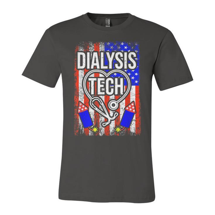 Dialysis Tech 4Th Of July American Flag Stethoscope Sparkler  Unisex Jersey Short Sleeve Crewneck Tshirt