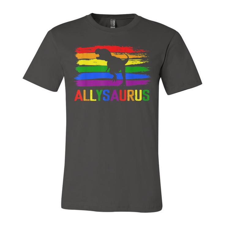 Dinosaur Lgbt Gay Pride Flag Allysaurus Ally T Rex Men Boys  Unisex Jersey Short Sleeve Crewneck Tshirt