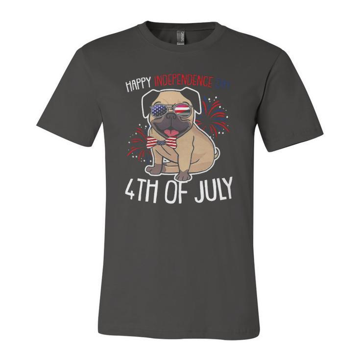 Dog Pug Happy 4Th Of July Usa American Flag Merica Jersey T-Shirt