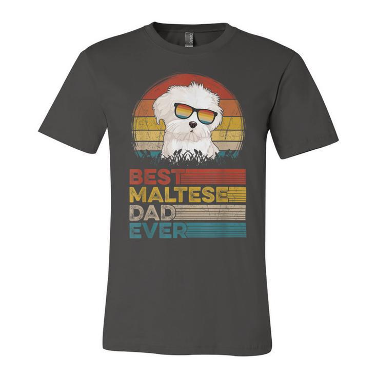 Dog Vintage Best Maltese Dad Ever Fathers Day Puppy Dog Dad Unisex Jersey Short Sleeve Crewneck Tshirt