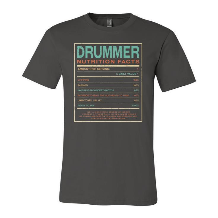 Drummer Nutrition Facts Drum Player Humor Jersey T-Shirt