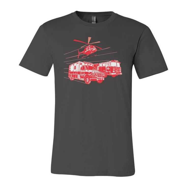 Ems Fire Rescue Truck Helicopter Cute Unique Jersey T-Shirt