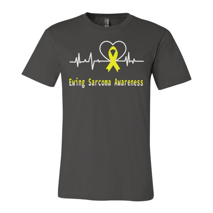 Ewings Sarcoma Awareness Heartbeat Yellow Ribbon Ewings Sarcoma Ewings Sarcoma Awareness Unisex Jersey Short Sleeve Crewneck Tshirt