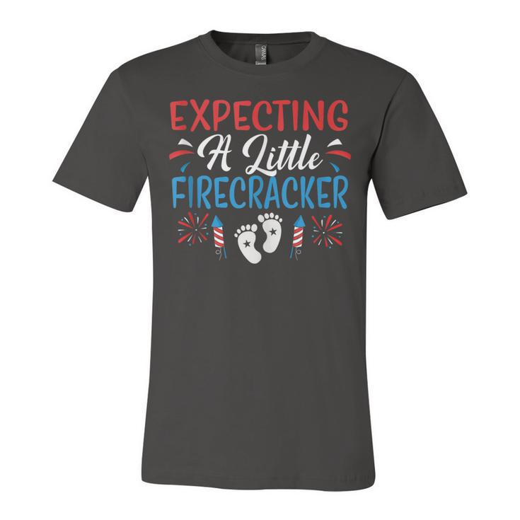 Expecting A Little Firecracker 4Th Of July Pregnancy Baby  Unisex Jersey Short Sleeve Crewneck Tshirt