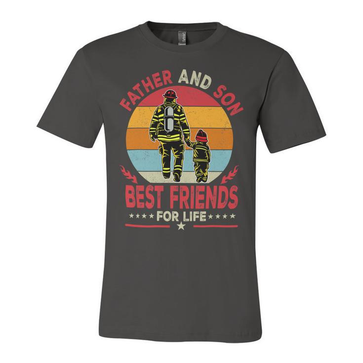 Father Grandpa And Son Firefighter Best Friends For Life Fathers Day 262 Family Dad Unisex Jersey Short Sleeve Crewneck Tshirt
