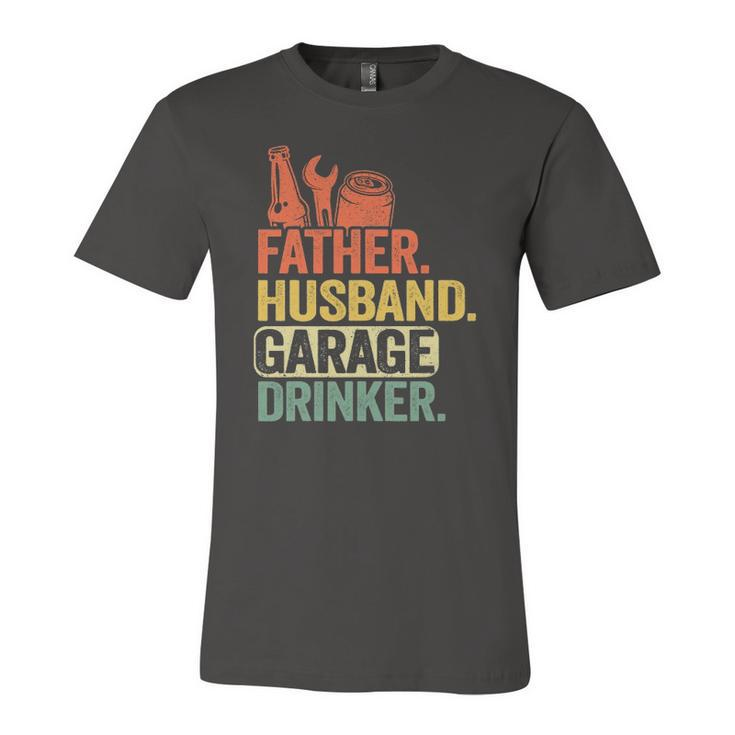 Father Husband Garage Drinker Vintage Mechanic Dad Handyman Jersey T-Shirt