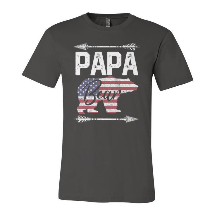 Fathers Day Papa Bear Dad Grandpa Usa Flag July 4Th Jersey T-Shirt