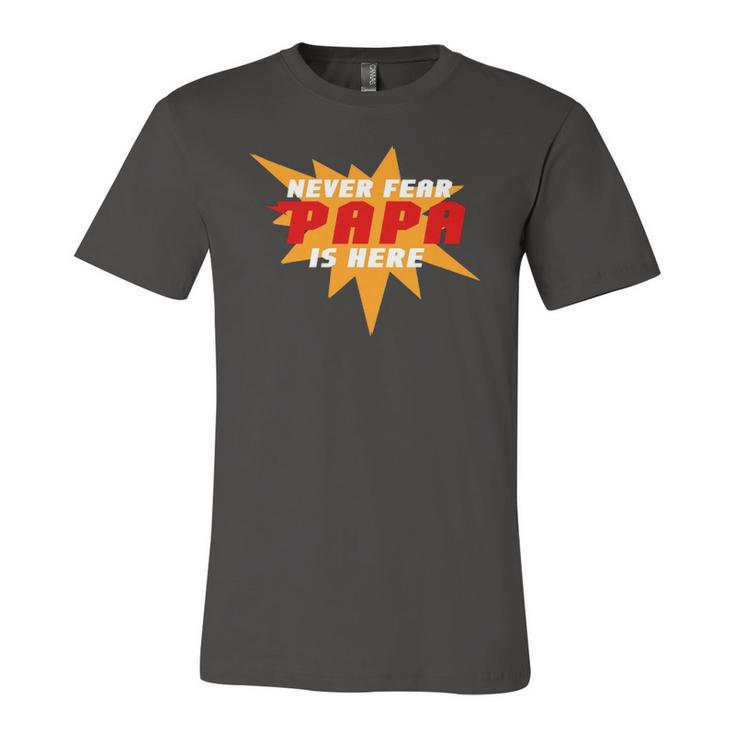 Never Fear Papa Is Here Super Grandpa Superhero Jersey T-Shirt