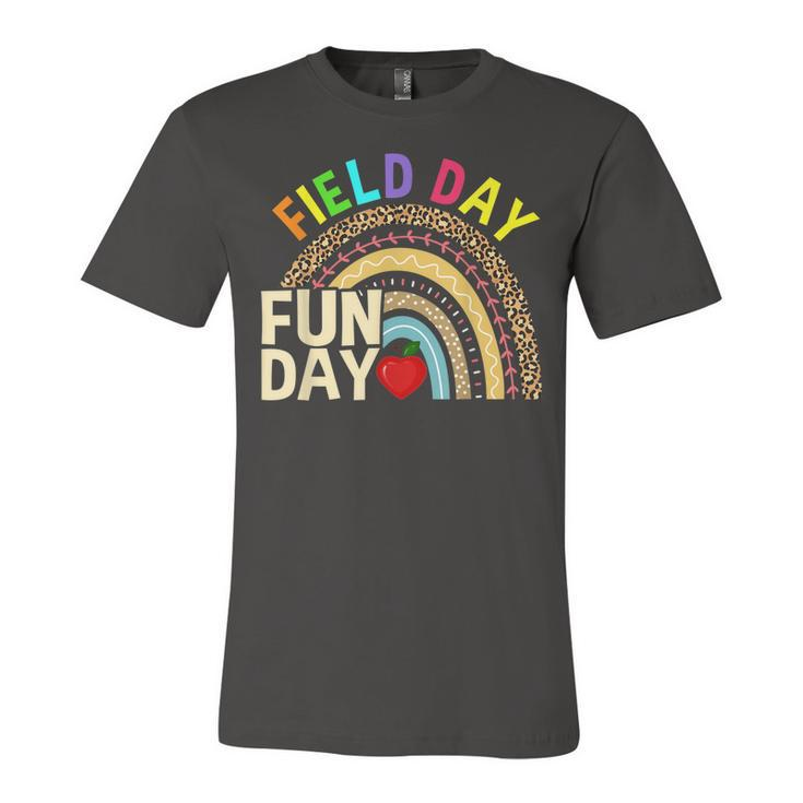 Field Day Fun Day Last Day Of School Teacher Rainbow Jersey T-Shirt