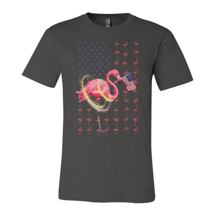 Flamingo American Usa Flag 4Th Of July Funny Patriotic   Unisex Jersey Short Sleeve Crewneck Tshirt