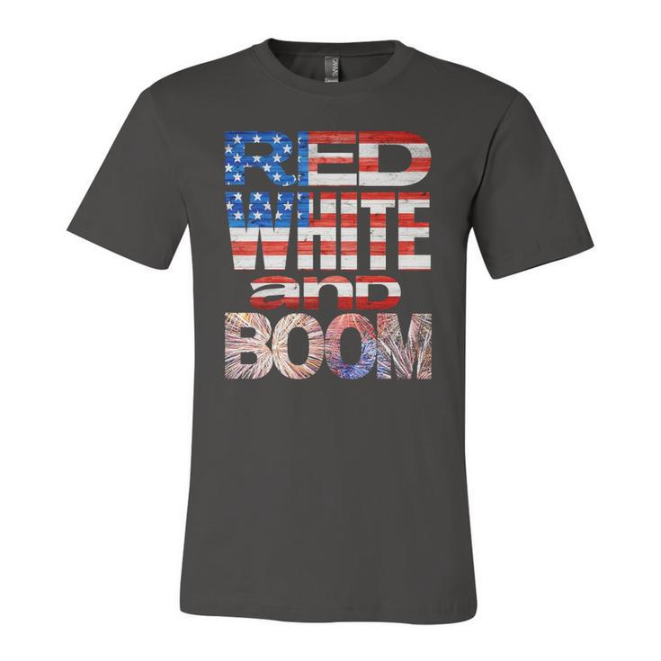 Fourth Of July Red White And Boom Fireworks Finale Usa Flag Jersey T-Shirt