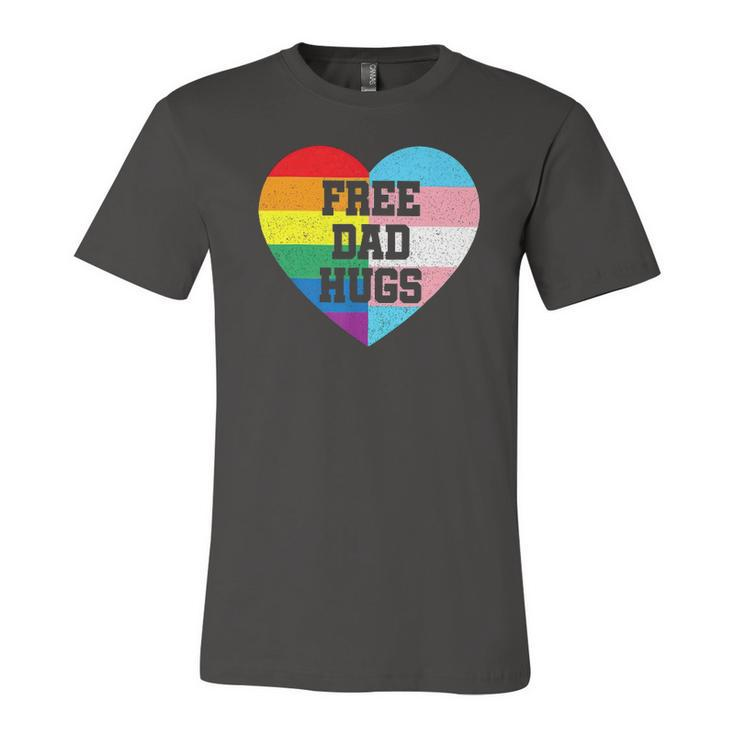 Free Dad Hugs Lgbt Pride Supporter Rainbow Heart For Father Jersey T-Shirt
