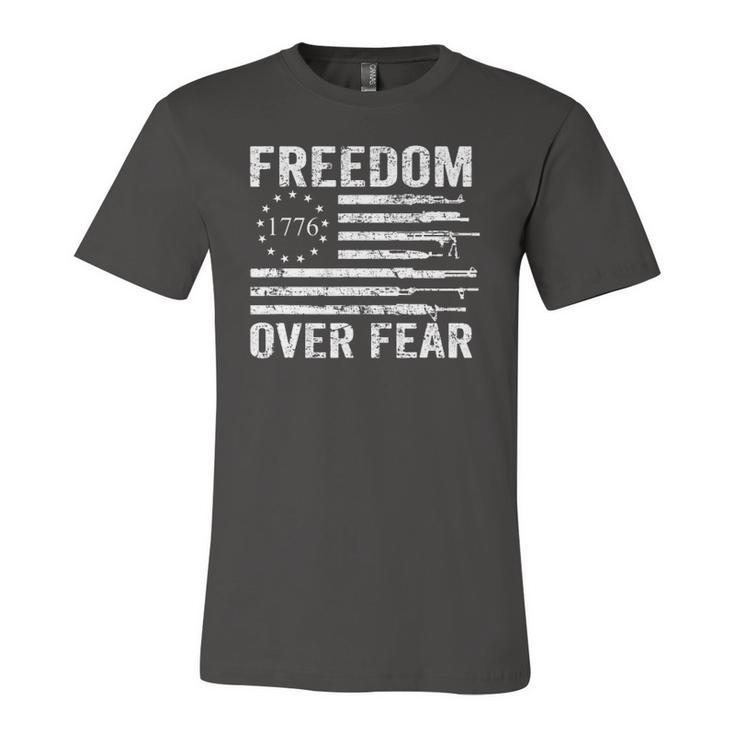 Freedom Over Fear Pro Gun Rights 2Nd Amendment Guns Flag Jersey T-Shirt
