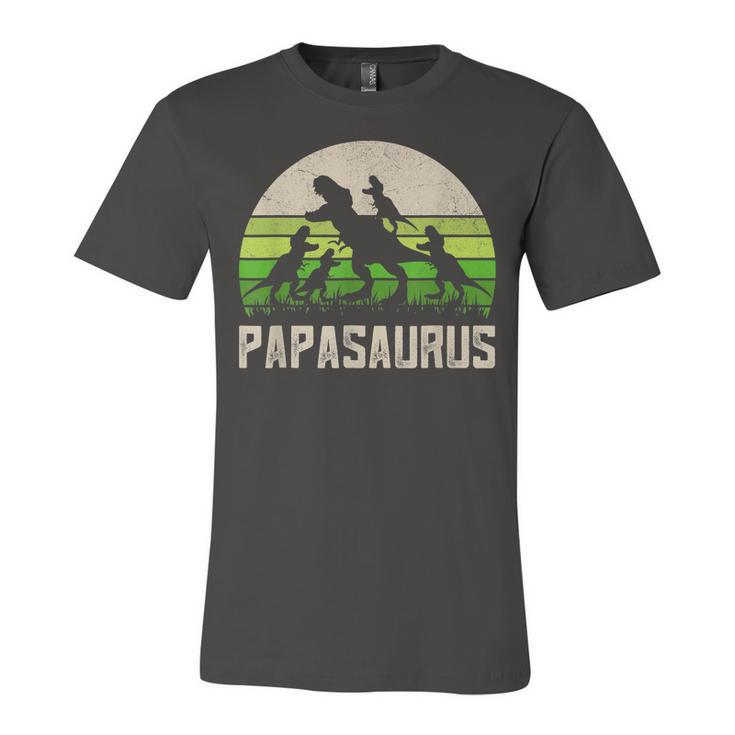 Funny Grandpa  Papasaurus Dinosaur 4 Kids Fathers Day  V2 Unisex Jersey Short Sleeve Crewneck Tshirt