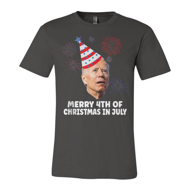 Funny Joe Biden Merry 4Th Of Christmas In July Usa Flag  Unisex Jersey Short Sleeve Crewneck Tshirt