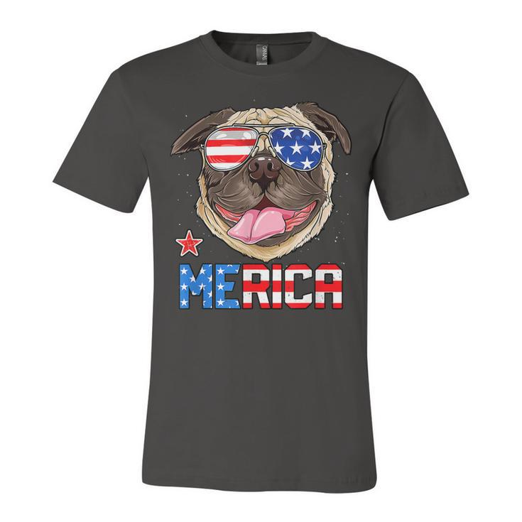 Funny Pug 4Th Of July Merica Mens Womens Kids American Flag  Unisex Jersey Short Sleeve Crewneck Tshirt