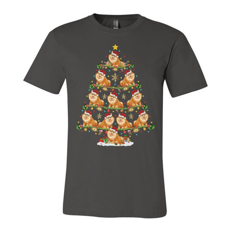 Funny Xmas Lighting Santa Pomeranian Christmas Tree T-Shirt Unisex Jersey Short Sleeve Crewneck Tshirt