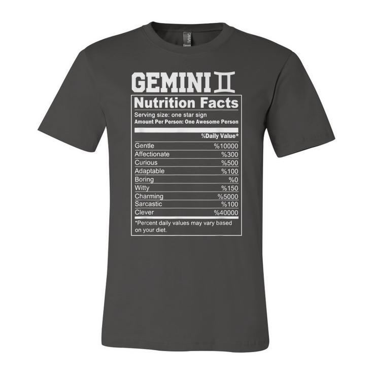 Funny Zodiac Gemini Nutrition Facts Gemini Birthday Women  Unisex Jersey Short Sleeve Crewneck Tshirt