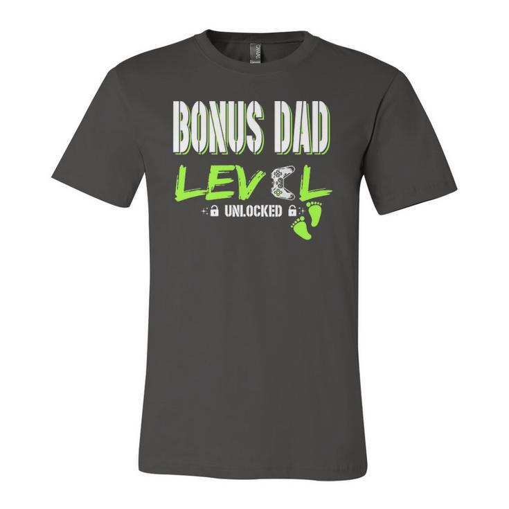 Gaming Bonus Dad Level Unlocked Gamer Leveled Up Fathers Jersey T-Shirt